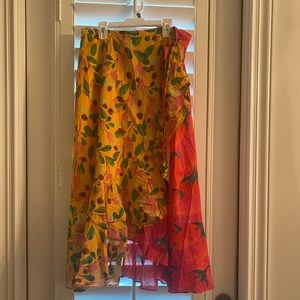 FARM Rio Garden Mix Pink/Yellow wrap skirt